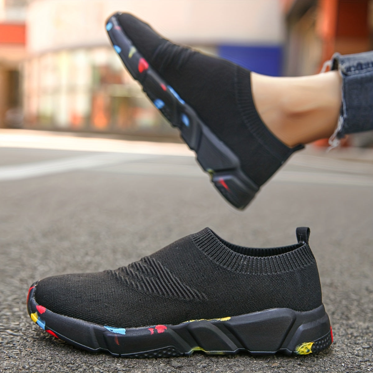 Women's Breathable Slip On Woven Sneakers Lightweight Low Top Trainers