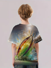 American Football 3D Print T Shirt Tees For Kids Boys Short Sleeve Top