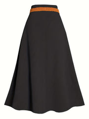 Women's Solid Button High Rise Maxi Skirt