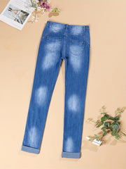 Mid Stretch Distressed Denim Pants Women's Denim Jeans & Clothing