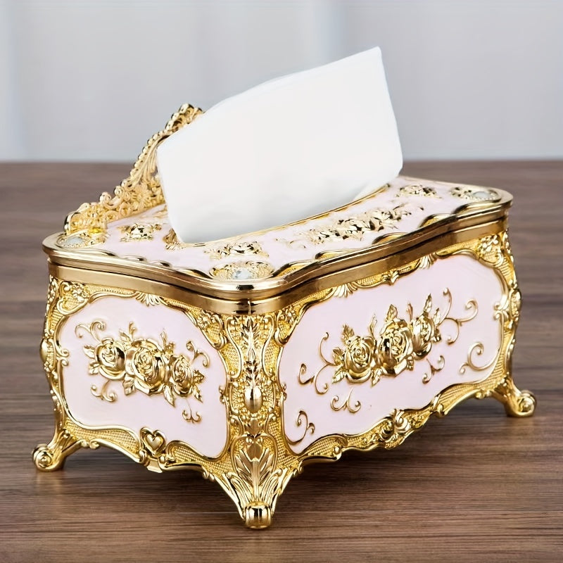 Rose Crown Tissue Box Holder for Home Living Room Hotel Bar Toilet Bath