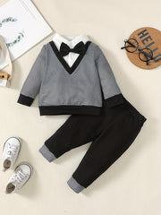 Boy's Striped Top Pants 2pcs Outfit