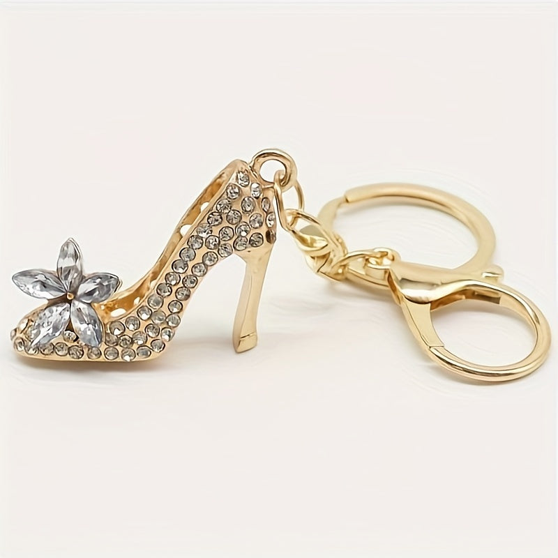 High Heel Shoes Keychain With Rhinestone Decoration