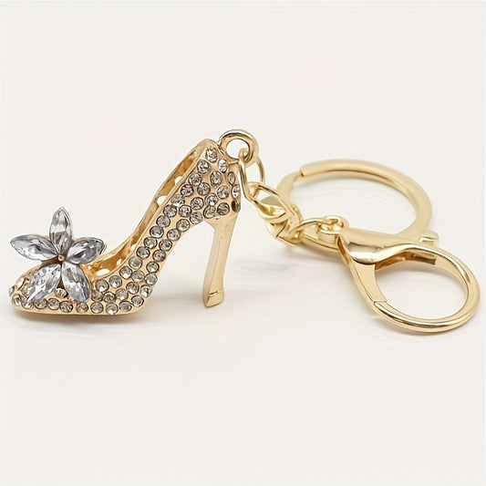 High Heel Shoes Keychain With Rhinestone Decoration