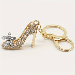 High Heel Shoes Keychain With Rhinestone Decoration
