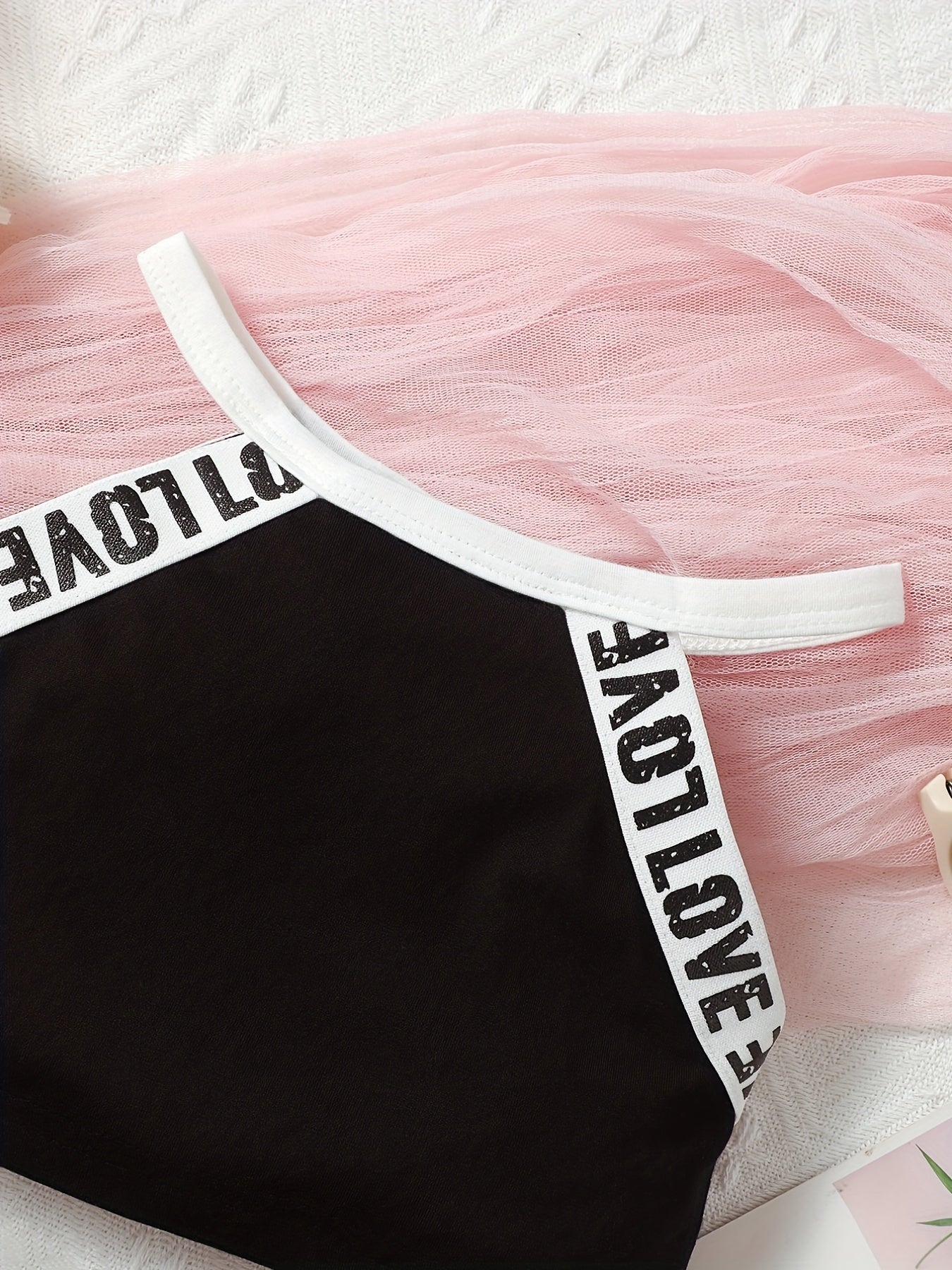 Baby Girl Cotton Letter Halter Top & Shorts Set