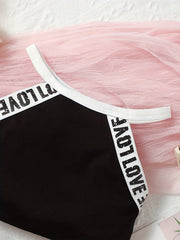 Baby Girl Cotton Letter Halter Top & Shorts Set