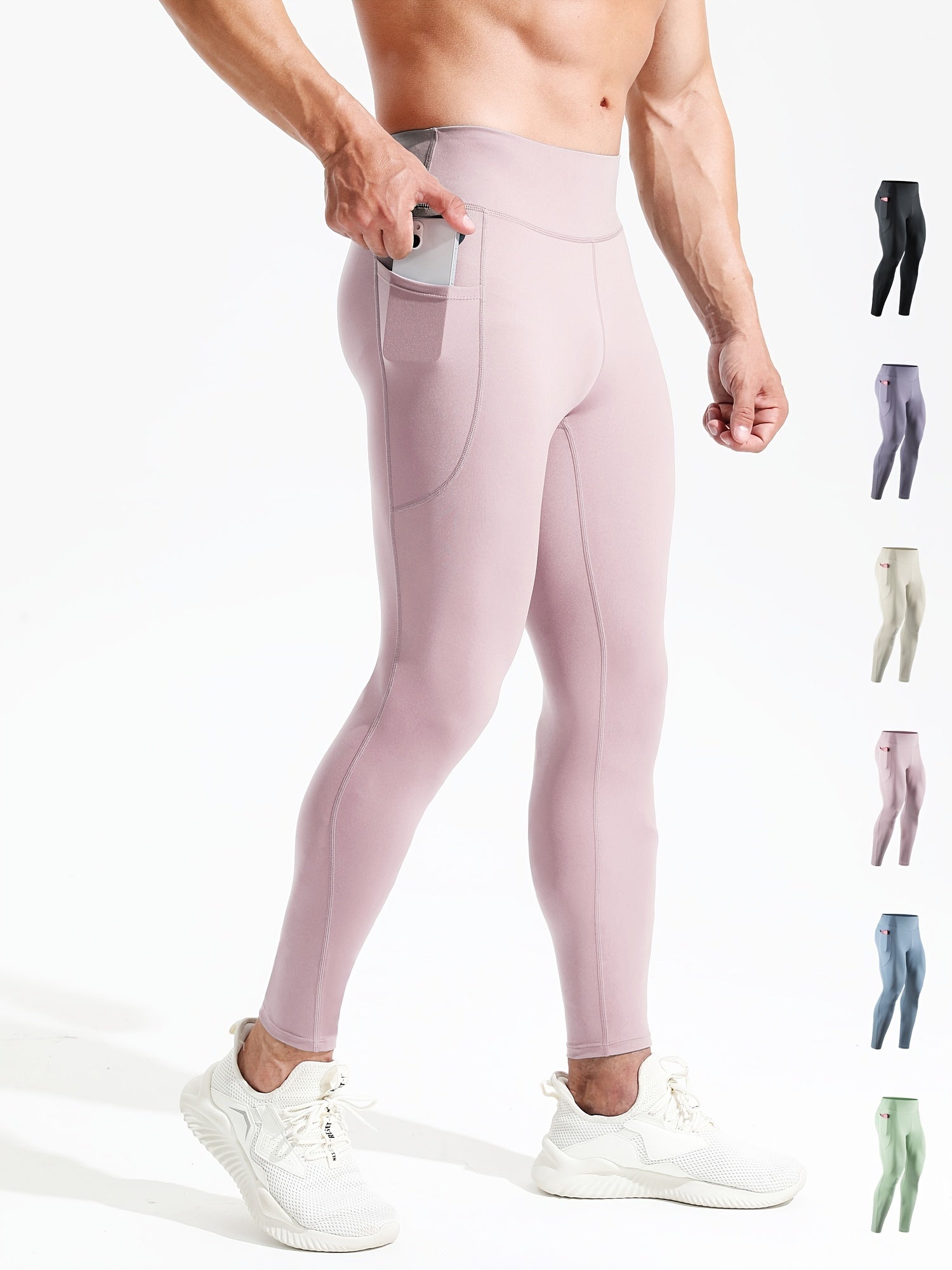 Men's High Waist Compression Legging Breathable Tights Sports Underlay Pants