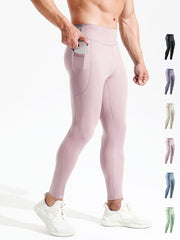 Men's High Waist Compression Legging Breathable Tights Sports Underlay Pants