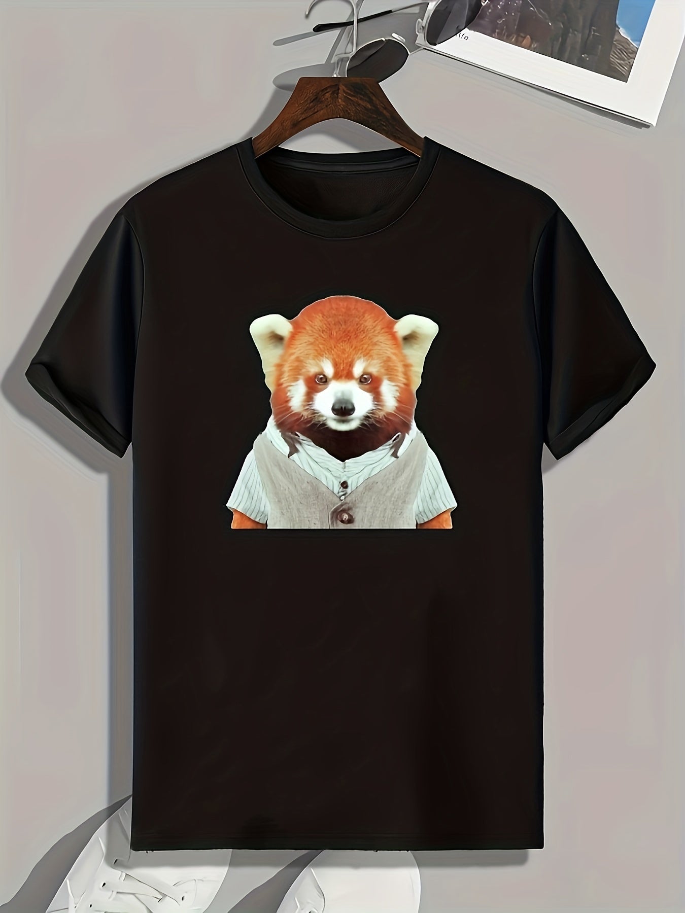 Bear Print Men's Graphic T shirt for Summer