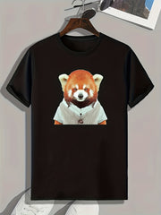 Bear Print Men's Graphic T shirt for Summer