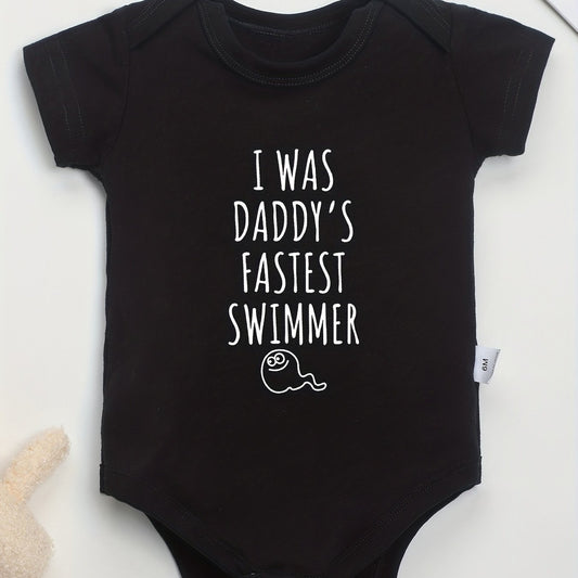 Cotton Baby Onesies Daddy's Fastest Swimmer Letter Print Romper 0-24M