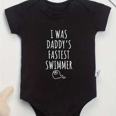 Cotton Baby Onesies Daddy's Fastest Swimmer Letter Print Romper 0-24M