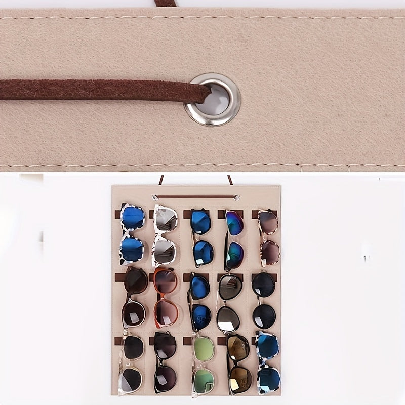Two Tone Hanging Glasses Organizer 15 Slots Foldable Sunglasses Reading Glasses