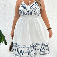 Geometric Print Tie Front Cami Dress