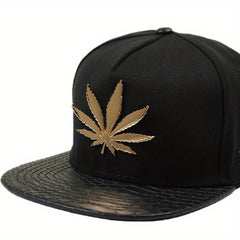 Men's Hip Hop Baseball Cap Street Dance Hat Punk Wind Metal Hemp Leaves Pattern