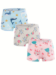 Girls Boxer Briefs Elastic Waist Cartoon Animals Print Comfortable Underwear