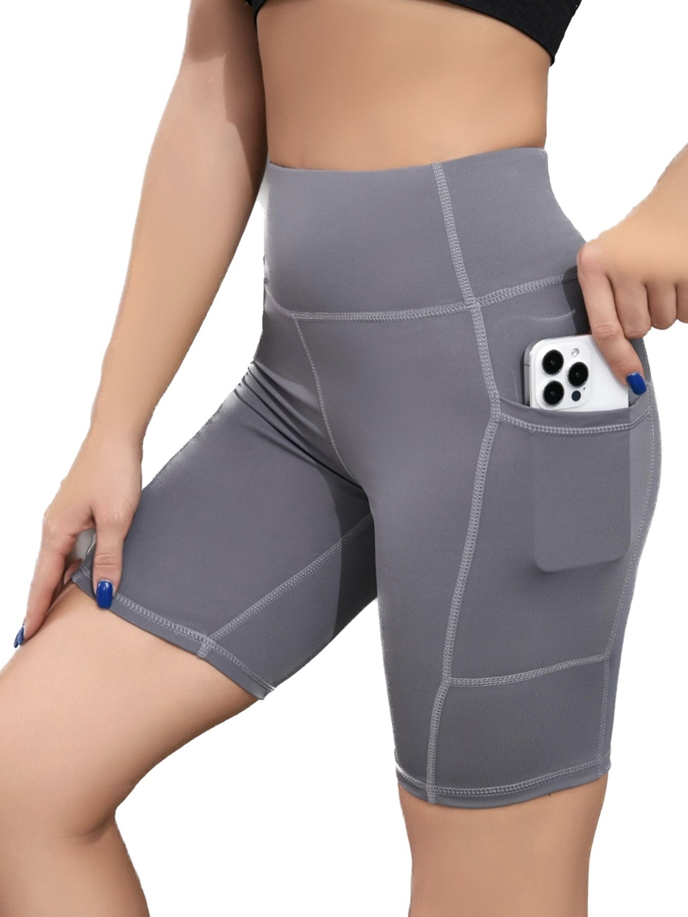 Women's Quick Dry Yoga Shorts with High Waist & Pockets