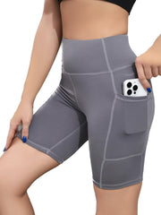 Women's Quick Dry Yoga Shorts with High Waist & Pockets
