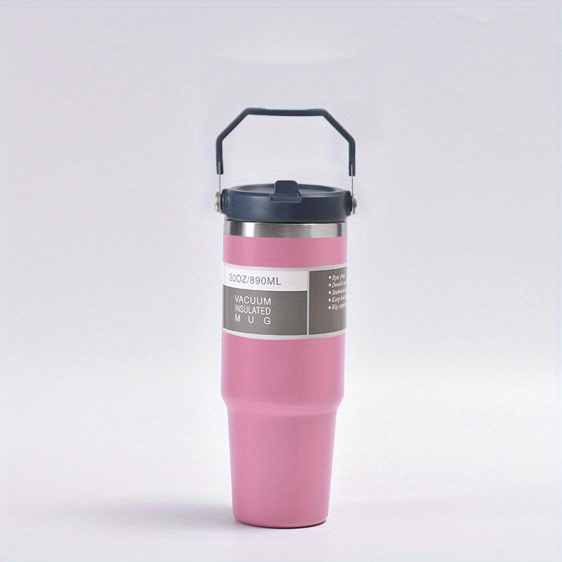 30oz Leakproof Stainless Steel Cup with Handle and Straw for Outdoor Activities