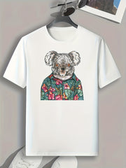 Bear Print Men's Graphic T shirt Casual Comfy Tees For Summer