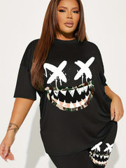 Graphic Print Two Piece Set Short Sleeve T-Shirt & Slim Long Pants