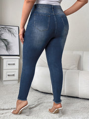 Plus Solid High Rise Skinny Jeans