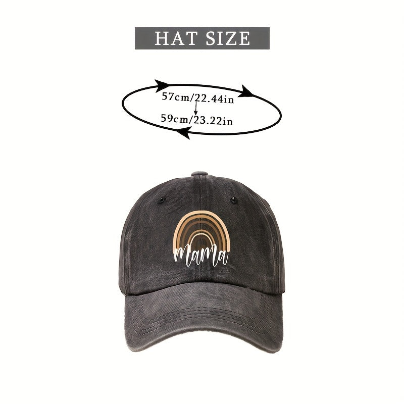 Rainbow Leopard MAMA Baseball Cap Washed Distressed Dad Hat Adjustable Sun Hat