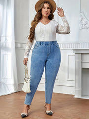 Elastic High Rise Stretch Jeans