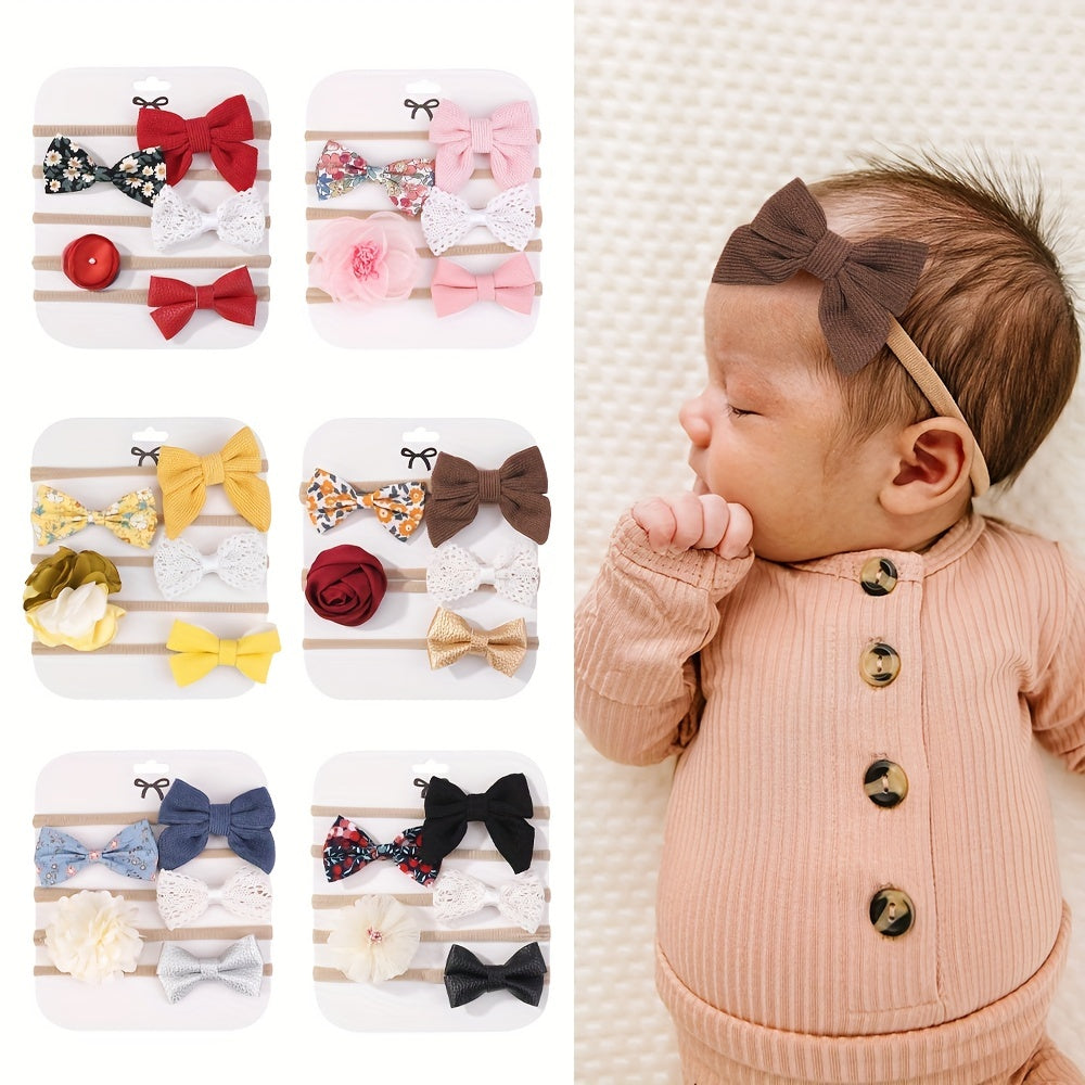 5pcs Baby Girls Bowknot Flowers Headband Hairband Princess Hair Accessories