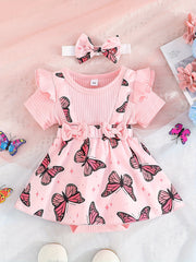 Baby Girls Floral Print Romper Dress Set