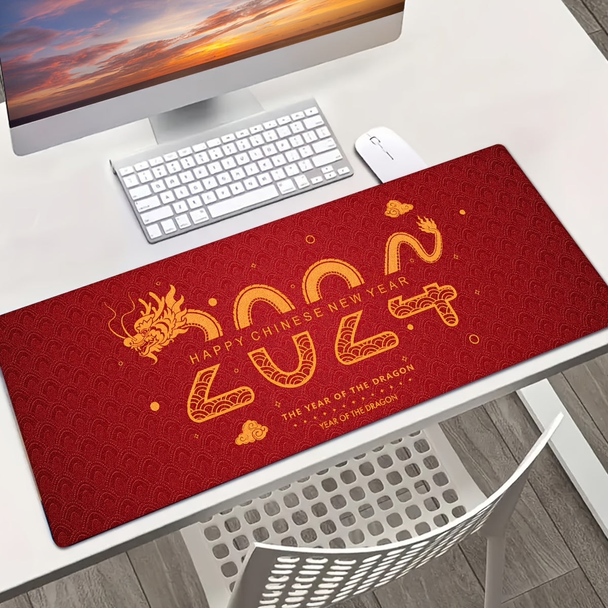 New Year Dragon Print Tableware Drying Pad Soft Drainage Anti Slip Pet Pad