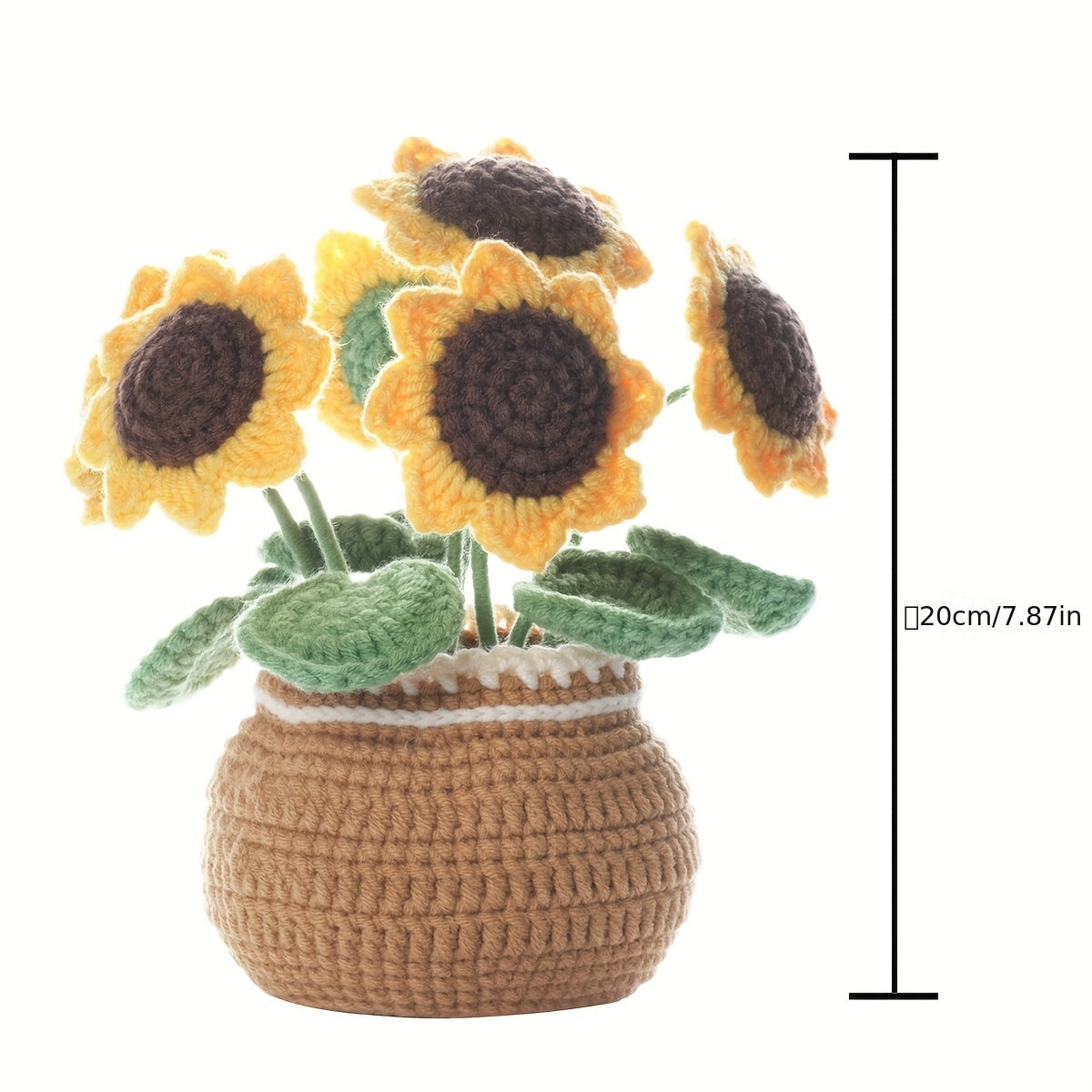 Knitting DIY Wool Flower Potted Ornament Set - English Manual Included