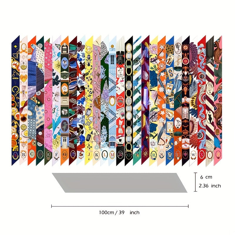 26 Letter Flower Print Neckerchief Casual Hair Ribbon Handbag Handle