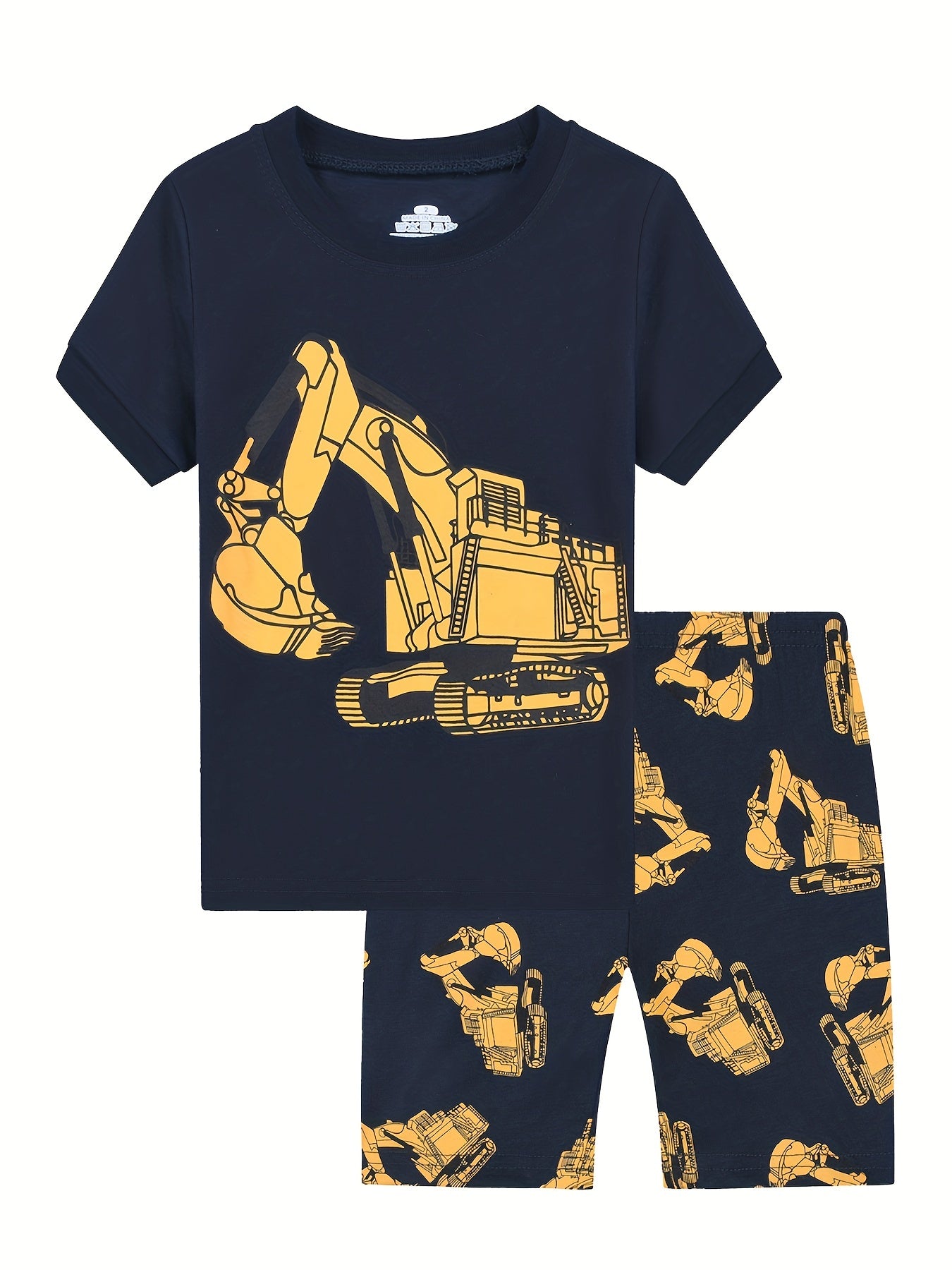 Boys Excavator Graphic Pajamas Set Short Sleejsonves Tops & Bottoms