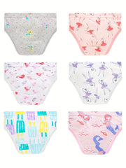 6pcs Girls Triangle Panties Rabbit Heart Balloon Print 100% Cotton