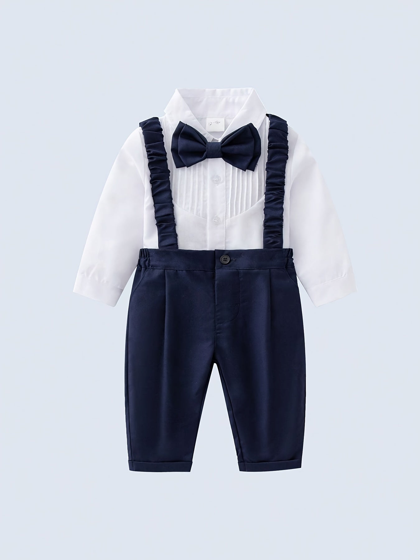 Baby Gentleman Suit 2pcs Long Sleeved Shirt and Overalls Pants