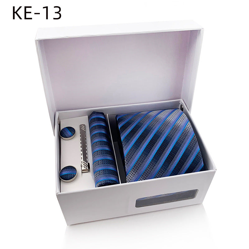 Men's Tie Pocket Square Cufflinks Tie Clip Set 1200 stitch Jacquard Fabric