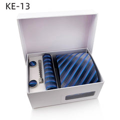 Men's Tie Pocket Square Cufflinks Tie Clip Set 1200 stitch Jacquard Fabric