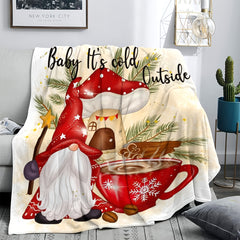 Gnome Coffee Print Blanket for Indoor Outdoor Use