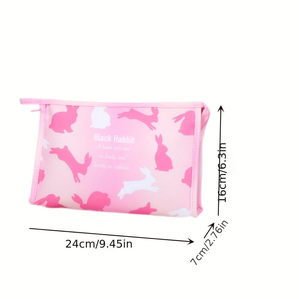 Rabbit & Letter Pattern Cosmetic Bag Portable Makeup Bag