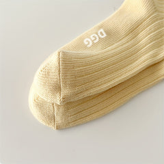5 Pairs Striped Crew Socks Women's Stockings