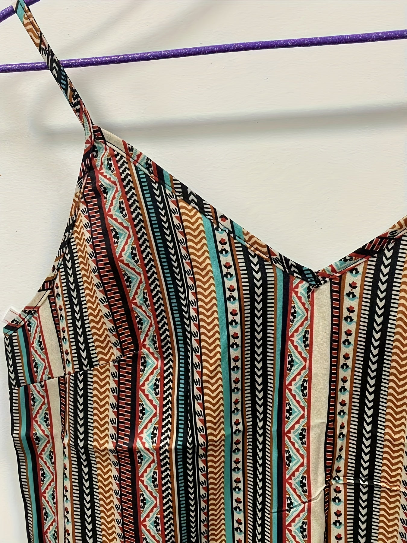 Tribal Stripe Print Spaghetti Strap Dress