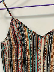 Tribal Stripe Print Spaghetti Strap Dress