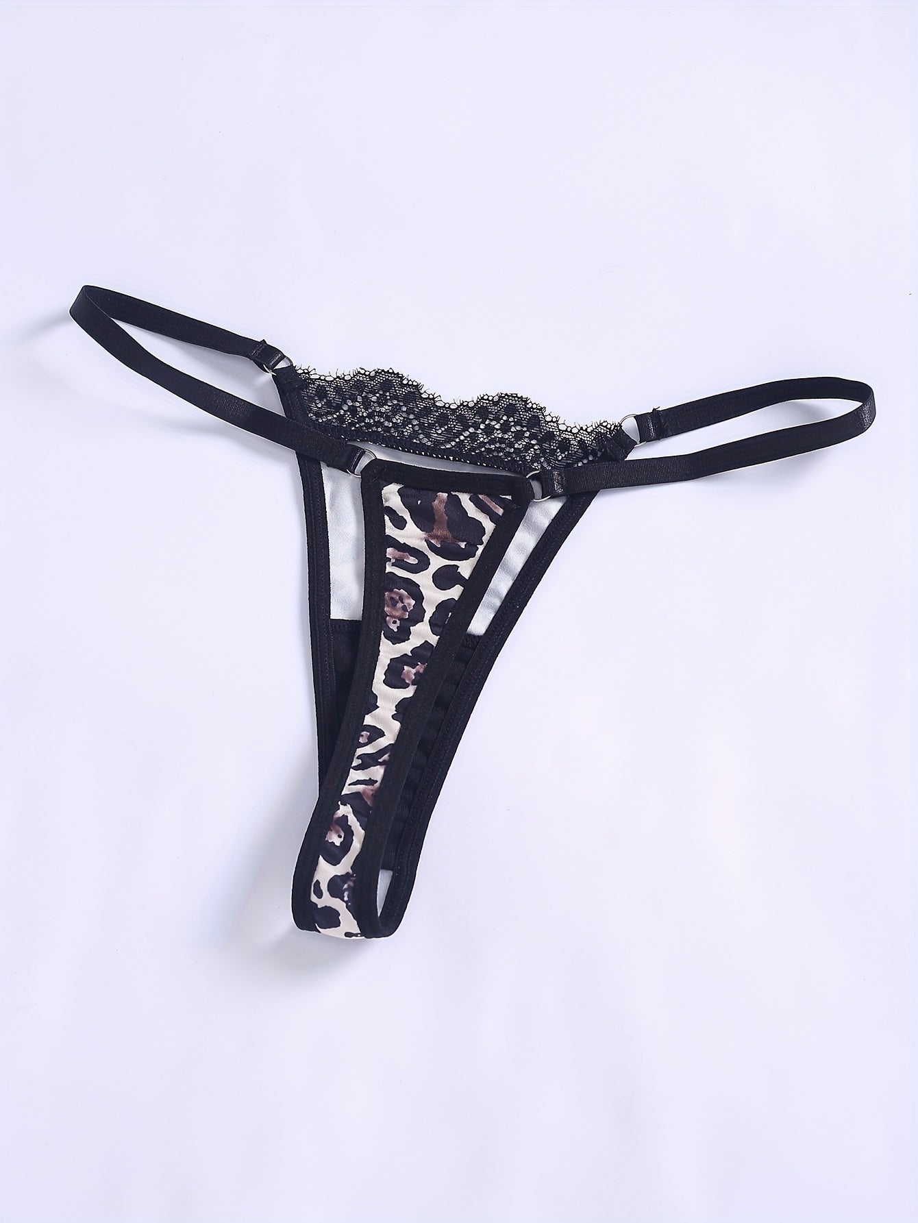 3 Pack Plus Size Sexy Thongs Set Women's Plus Leopard Print Lace G strings