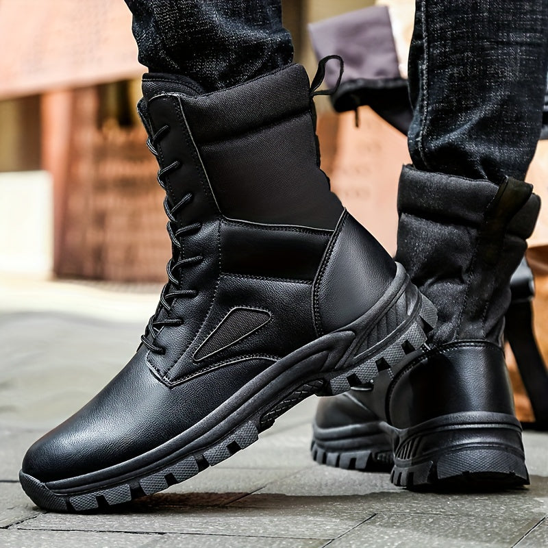 Boy's Military Style Hiking Boots High Top Non Slip Lace Up Durable Winter Shoes