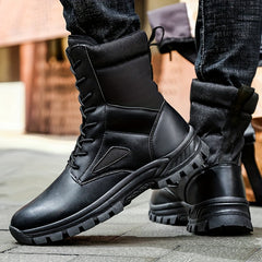 Boy's Military Style Hiking Boots High Top Non Slip Lace Up Durable Winter Shoes