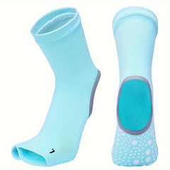 2 Toe Split Yoga Socks Non Slip Mid Calf Socks Grips Pilates Barre Ballet