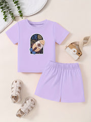 Toddler Kid Bottoming Set Short Sleeve T shirt & Matching Shorts