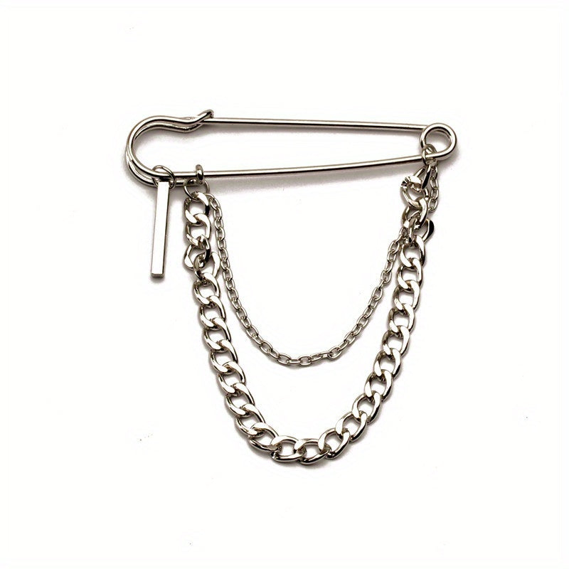 Men's Chain Pin Brooch Street Metal Decoration Hip hop Western - Main Image